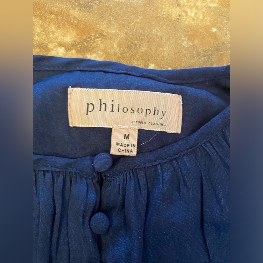 Philosophy Button Up Navy high neck lined Tank button detail size Medium - Picture 3 of 12